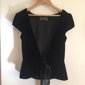 Velvet cap sleeve bolero jacket cardigan xs